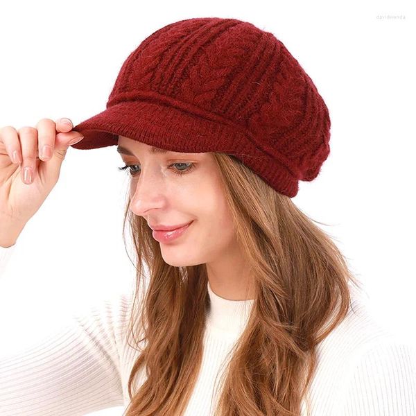 Berets outono inverno feminino chapéus de malha feminino macio alta elástica quente bonés gorros chapelaria menina cor sólida casual mais quente bonnet