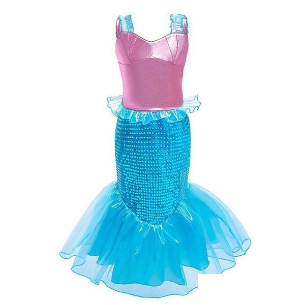 Cosplay çocuk kızlar deniz kızı elbise süslü cosplay kostümleri küçük kız prenses sling çocuk festivali doğum günü partisi cadılar bayramı giyim dh3ta