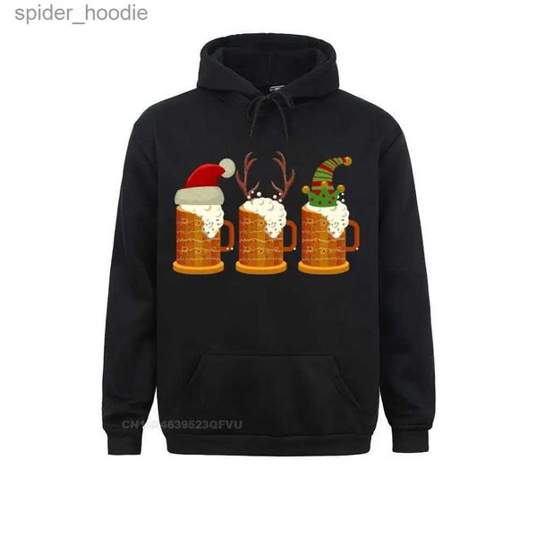 Herren Hoodies Sweatshirts Erwachsene Harajuku Tees Punk Premium Baumwolle Herren Hoodies Weihnachten Bierkrüge Santa Elf Rentier Drinkin Crazy Design Frauen Mann L231101