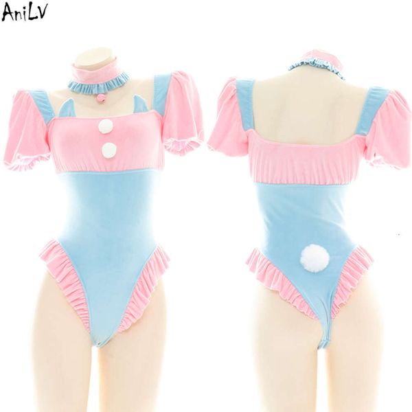 Ani Anime Kawaii Mädchen Lolita Maid Bodysuit Badeanzug Kostüm Frauen Hot Cute Student Rosa Blau Pamas Dessous Unifrom Cosplay Cosplay