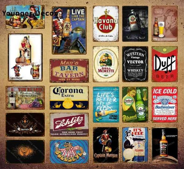 Western Vintage Vector Whisky Targa Birra Targhe in metallo Bar Pub Piatto decorativo Taverna Decor Havana Club Ferro Vino Poster YI1517504811