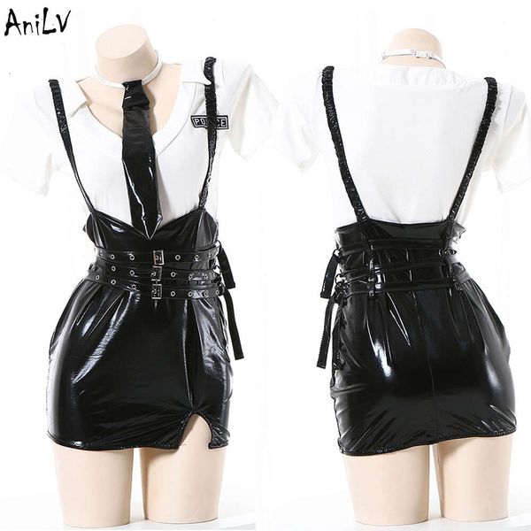 Ani Anime Policial Uniforme Cosplay Mulheres Senhora Do Escritório Suspender Saia Trajes cosplay