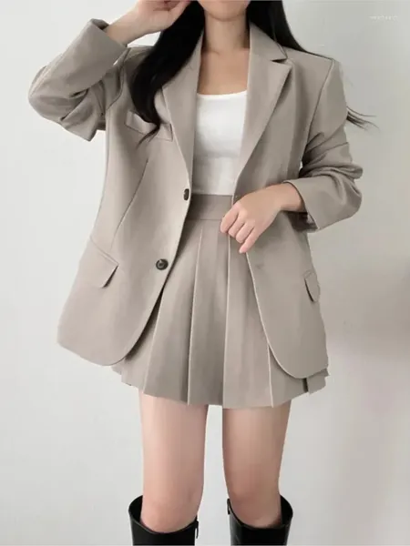 Vestido de duas peças moda feminina elegante chique saias terno casual vintage sólido blazer jaquetas mini saia peças conjunto roupas femininas