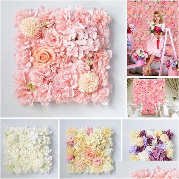 Dekorative Blumen, Kränze, dekorative Blumen, künstliche Wandpaneele, 3D-Rosen aus Kunstseide, Blumenhintergrund für Hochzeit, Party, Braut, Baby, Dhxpc