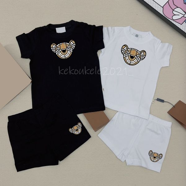 Bebek Giyim Setleri Yaz Lüks Baskı Eşofman % 100% Pamuk Çocuk Erkek Kız Şortlu Kısa Kollu T-Shirt 2 adet Setleri Bebek Çocuk Giysileri
