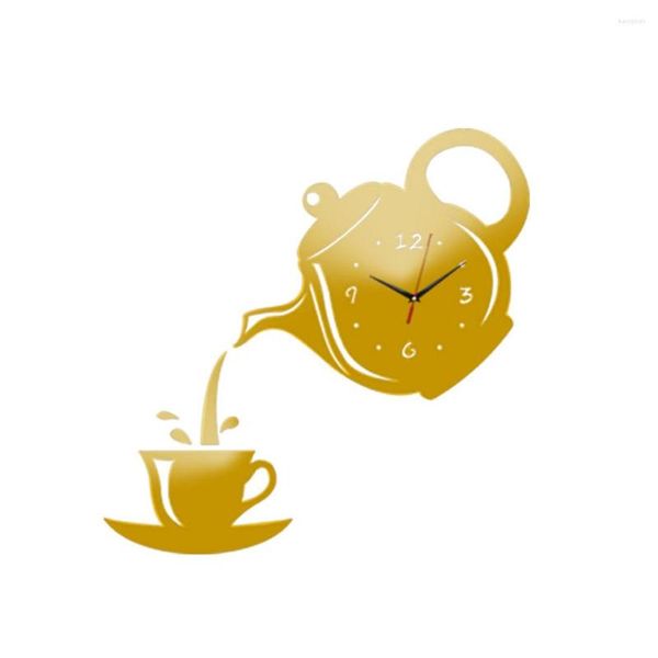 Relógios de parede TEAPOT Relógio Decido decorativo Dial Decor de sino de pingendor timer Bedro Office Decalque doméstico NÃO Ticking Coffee