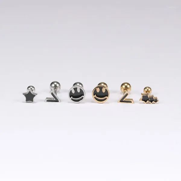 Ohrstecker, 2 Stück, kleine Ohrstecker, Pendientes-Stecker, Tragus-Edelstahl, Stern-Lächeln, süßer Schmuck für Mädchen, 0,8 mm