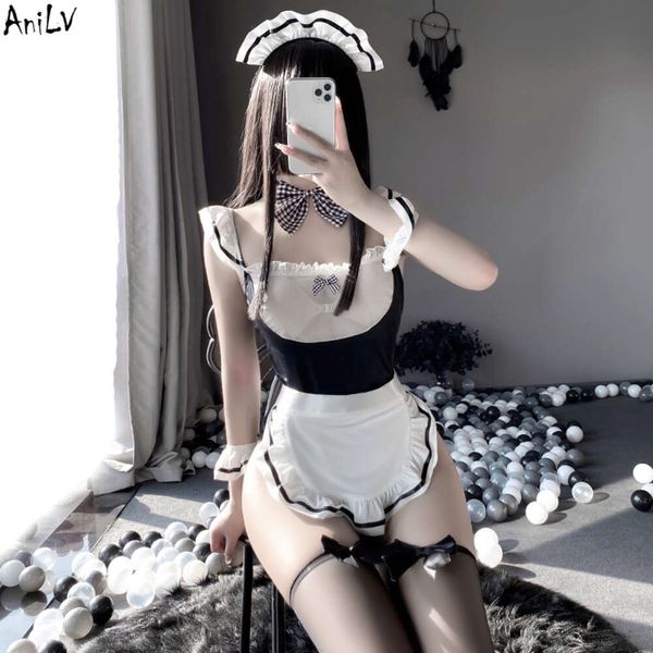 Ani Gioco di ruolo Servitore francese Body Grembiule Costumi Cosplay Studente anime Lolita Ragazza cameriera Set di lingerie erotica