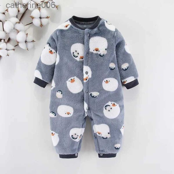 Tute Autunno Inverno Neonato Vestiti Dinosauro Stampa Baby Boy Pagliaccetto Caldo neonato Baby Boy Girl Morbido pile Tuta PigiamaL231101