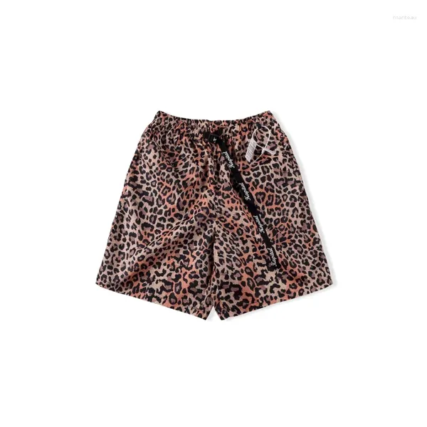 Pantaloncini da uomo KAPITAL ad asciugatura rapida con stampa leopardata in nylon giapponese, vestibilità ampia e casual da donna