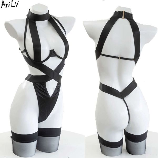 Ani Spiel Nier Automata 2B Straps Bandage einteiliges Badeanzug Bademode Cosplay Frauen Sexy Body Pamas Kostüme Cosplay