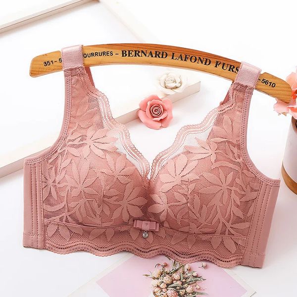 Reggiseni reggiseno da donna in pizzo supporto superiore raccolta tipo di regolazione laterale senza anello in acciaio intimo di medio spessore reggiseni push up sexy da donna 231031