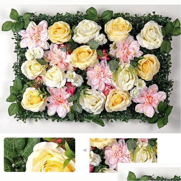 Flores decorativas grinaldas flores decorativas 40x60cm seda artificial rosa verde plantas decoração de casamento decoração de natal bebê mostrar dhpg8
