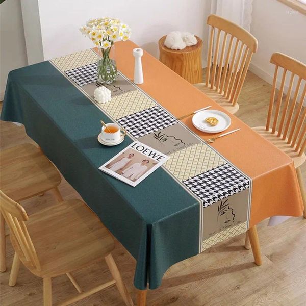 Pano de mesa impermeável à prova de óleo e lavável PVC doméstico jantar retangular tecido de tapete de chá Ar