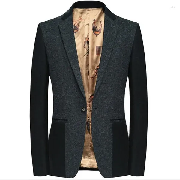 Abiti da uomo Blazer di lana di alta qualità per uomo Slim Fashion Spring Wool Maschile Giacca da abito casual Cappotto da lavoro Capispalla