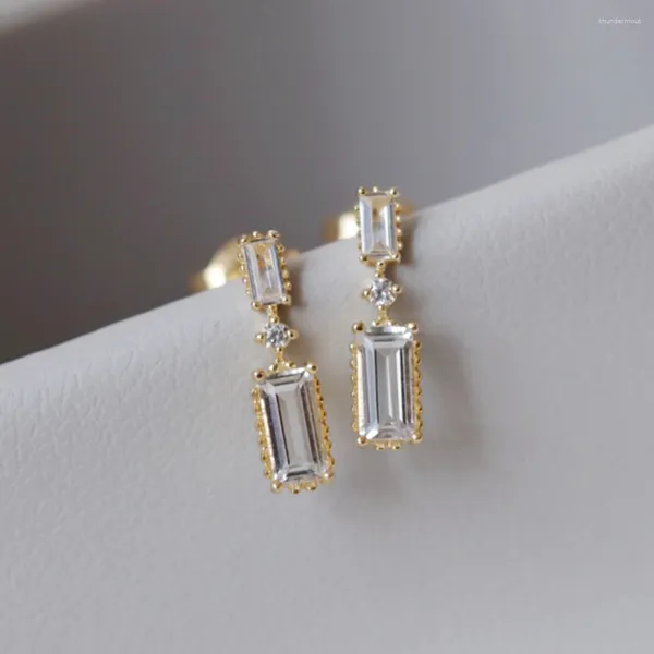 Brincos de garanhão WPB S925 prata esterlina feminino diamantes quadrados brilham joias premium para meninas presentes de feriado casamento