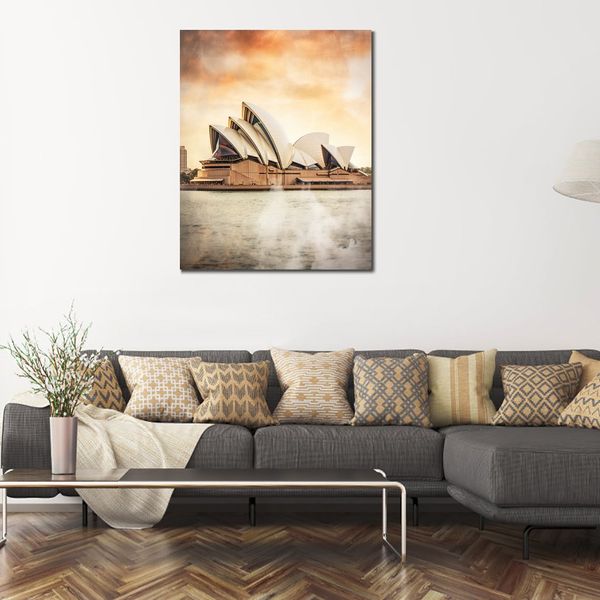 Edificio di fama mondiale Sydney Opera House Moderna scritta a matita colorata Stampa artistica su tela Poster per la decorazione della parete della camera d'albergo