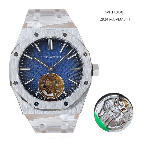 41MM Orologi di design 2924 Tourbillon Movimento meccanico Orologio 60 ore di riserva di carica Orologio Bracciale in acciaio inossidabile 904L Orologi da uomo di lusso