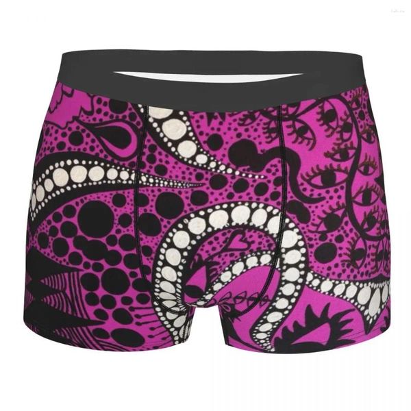 Cuecas humor boxer yayoi kusama shorts calcinha masculina cueca violeta polka respirável para masculino