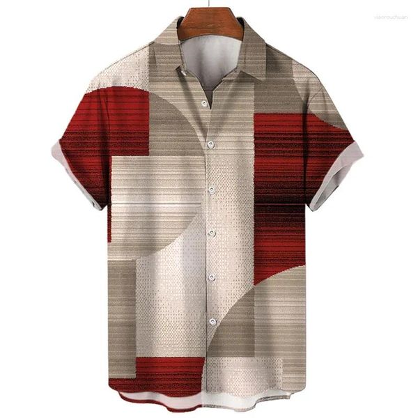 Camicie casual da uomo Camicia estiva da spiaggia hawaiana Geometria Stampa 3D per Punk Rave Abbigliamento uomo Moda di strada Eleant Man