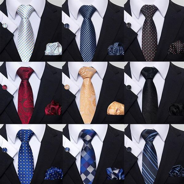 Галстуки на шею, мужские роскошные серебряные шелковые галстуки с узором пейсли, комплект галстуков Ascot, свадебная вечеринка, галстук, белый носовой платок, запонки, наборы колец для галстука DiBanGu2267