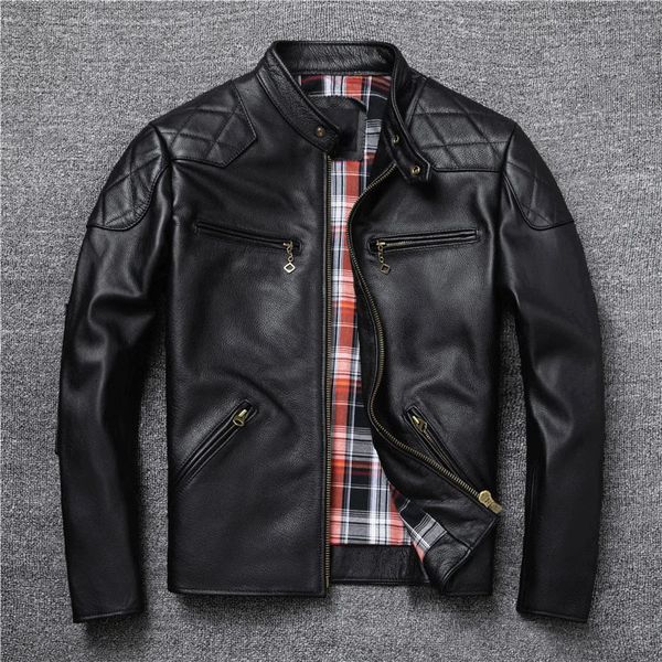 Couro masculino falso primavera e outono natural do couro da motocicleta jaquetas homens jaqueta genuína realmente moto casaco fino homem plus size 5x 231031