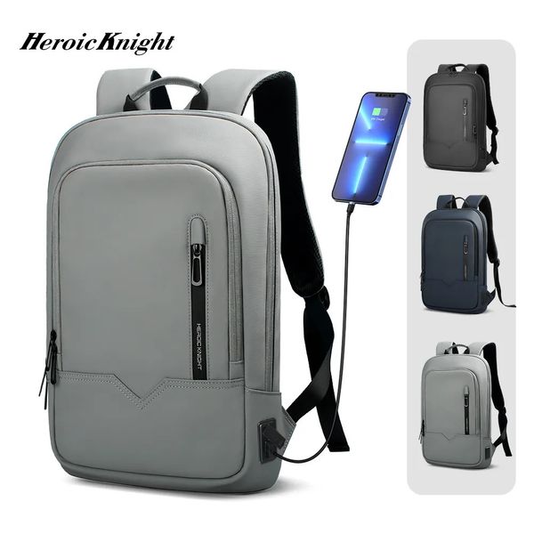 Zaino Heroic Knight Zaino da uomo Business Slim Work Impermeabile Borsa per laptop da 14 pollici Zaino da viaggio USB Zaino da scuola per esterno da donna Nero 231031