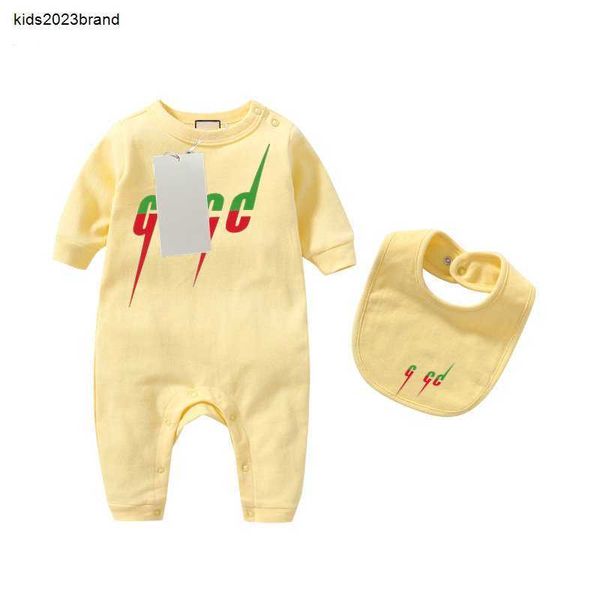 Neugeborenes Baby Junge Mädchen Brief Kostüm Overalls Kleidung Overall Kinder Body für Babys Outfit Strampler Outfi Lätzchen 2-teiliges Set