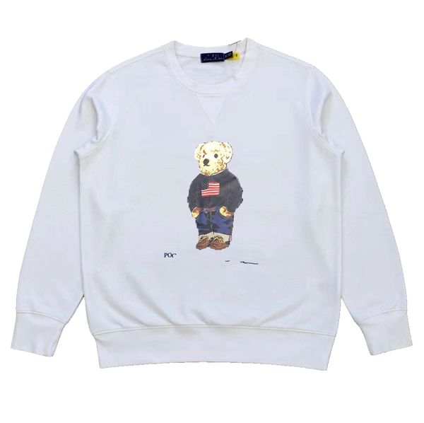 Beyaz Erkek Sweatshirt 2023 QR Kodu ile Yeni Pullover Lüks Sweater Erkek Ceket Kış Pure Pamuk Baskı Baskı Oyuncak Ayı Baskı Uzun Kollu Artı Beden Moda S-2XL