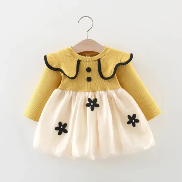 Mädchen Kleider Geboren Baby Mädchen Kleidung Casual Langarm Blumen Kleid Für Kleidung 1. Geburtstag Prinzessin Party Vestidos