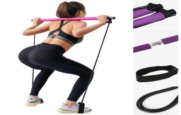 Portátil pilates exercício vara tonificação barra de fitness em casa yoga ginásio corpo treino bandas resistência abdominal corda extrator kit6095586