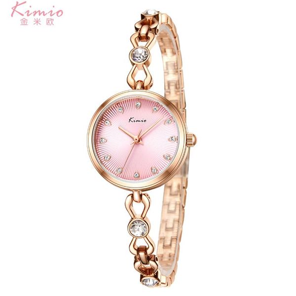 Armbanduhren KIMIO Quarz Diamant Armbanduhr Legierung Rose Gold Damen Armband Kleid Damenuhren Damen K6276S