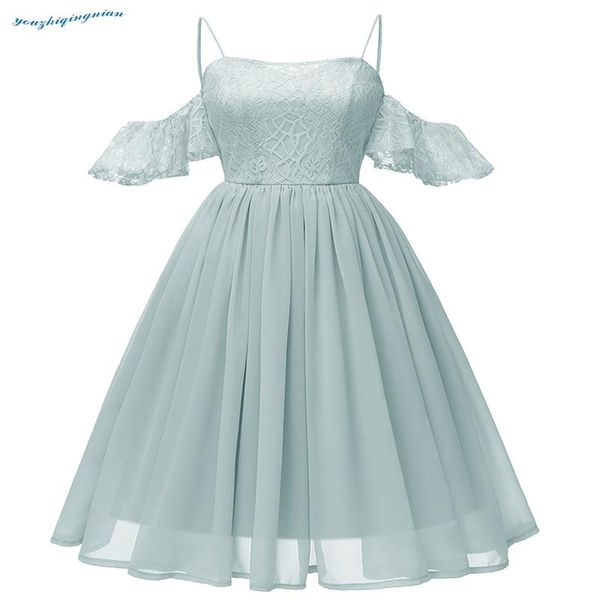 Freizeitkleider 2023Die Herbstkollektion kommt mit einem Sieben-Punkt-Ärmel und einem blaugrauen High-End-Kleid für Partys, Hochzeiten.