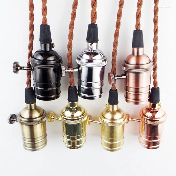 Lâmpadas pendentes Edison simples lâmpada de cabeça única galvanoplastia várias cores soquete de cobre linha de distribuição painel de teto