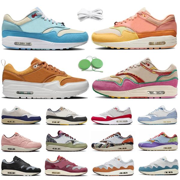 1 Heren Dames Hardloopschoenen 87 Sneaker Oranje Frost Blue Gale Big Bubble Monarch Obsidian Urawa Familia Panda Volt Aqua Noise Safari Shima Heren Trainers Sportschoenen