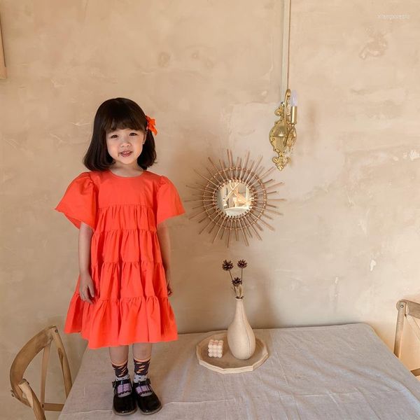 Mädchenkleider Kleinkind Kinder Baby Mädchen Vintage Freizeitkleid Rüschen Retro Solide Boho Sommerkleid Prinzessin Kostüme 1-6 Jahre