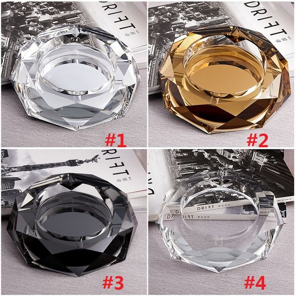 10pcs sigara aksesuarları kristal cam sekizgen kült 5 renk moda yaratıcı otel restoranı ev mobilya aksesuarları zanaat ashtray ücretsiz gönderim