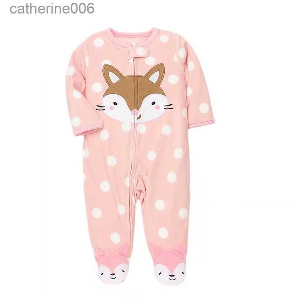 Overalls Footed Warm Baby Strampler 2023 Herbst Niedlicher Tierfuchs Micro Polar Fleece Babe Pyjamas Säuglingsoveralls Nachtwäsche NB/3-12ML231101