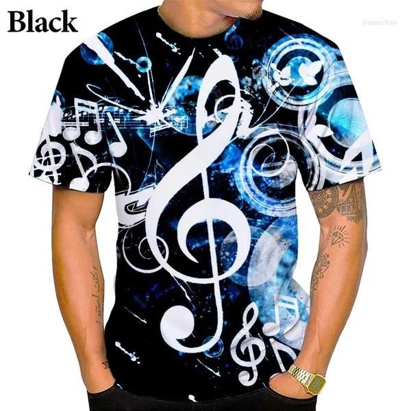 Magliette da uomo Arte Moda Note musicali Stampa 3D T-shirt casual unisex a maniche corte