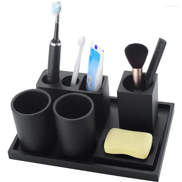 Kit set accessori da bagno Accessori da bagno Nero opaco 6 pezzi per prodotti Articoli per la casa Casa