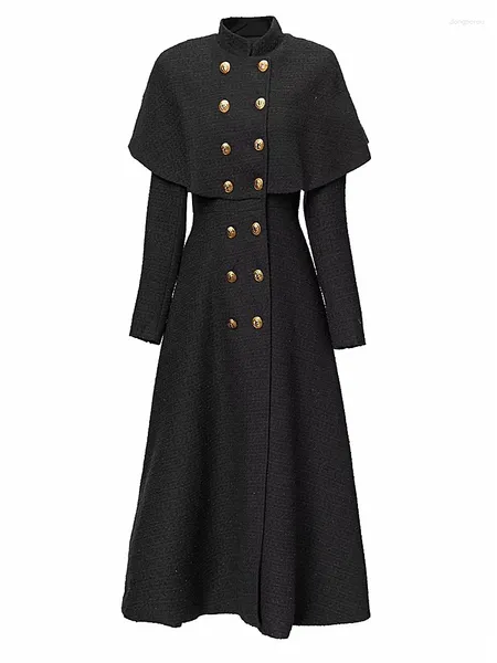 Trench da donna Cappotto Cappotto Donna Inverno Autunno Moda di alta qualità Festa Colore puro Mantello con bottoni Slim Casual Elegante Chic Luxury Wnd