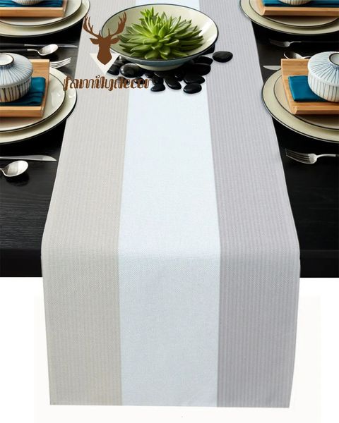 Corredor de mesa de luxo corredor de mesa listras linha retângulo padrão festa de aniversário el mesa de jantar de alta qualidade algodão e linho pano de mesa 231101