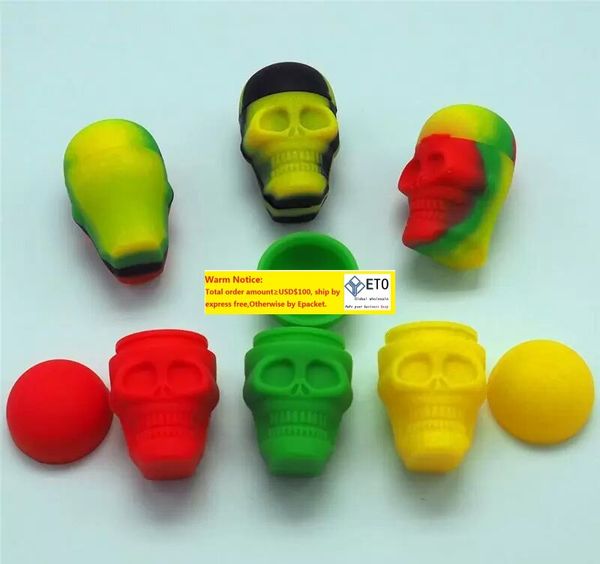 Atacado 5pcs/lote 15ml Silicone Skull Recchaner Non Stick reutilizável Óleo de cera de cera Concentrado Jarra de silicone