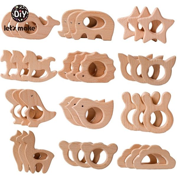 Toys de dentes de bebê vamos fazer 5pcs por atacado de madeira pingente pingente de pingente DIY Gir