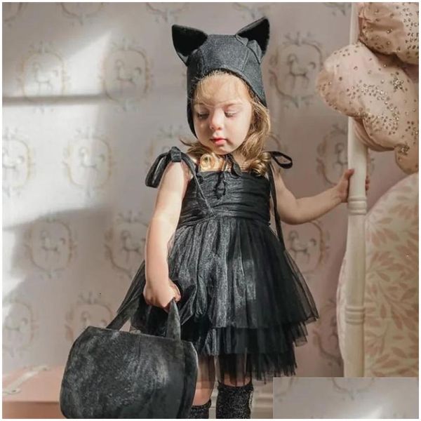 Abiti da ragazza Abiti da ragazza Ma Baby 6M 5Y Halloween Bambino Bambino Vestito da neonato Tle Tutu Party per orecchio di gatto Cappello Abiti D06 230928 Drop D Dhkxn