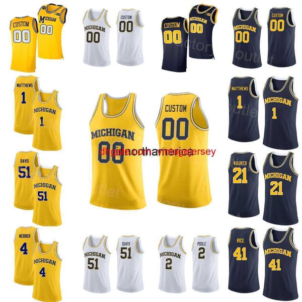 NCAA Michigan College College Jersey Basketball 51 Остин Дэвис 4 Крис Уэббер 41 Глен Райс 25 Juwan Howard 2 Isaiah Livers Команда.