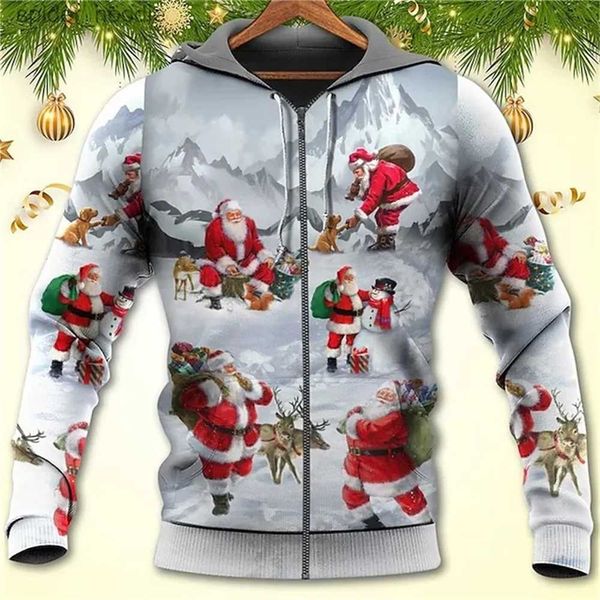 Erkek Hoodies Sweatshirts 2023 Yeni Noel Erkekler Hoodie 3D bayrak moda desen gevşek sonbahar sweatshirt Erkek Sokak Uzun Kollu Hoodie Büyük Boy Giyim L231