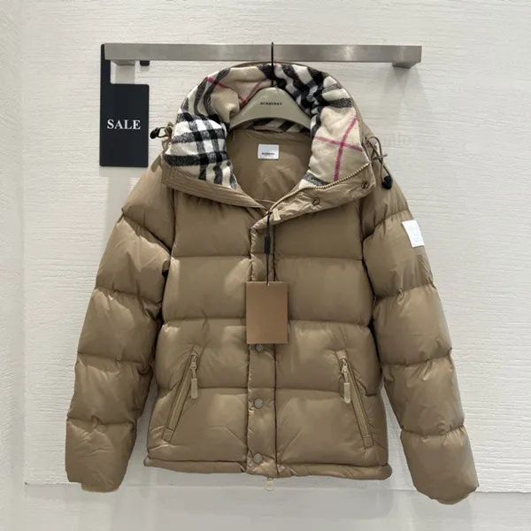 Lüks Puffer Ceket Khaki Down Ceketler Klasik Ceket Tasarımcı Kadın Kaz Parka Kapşonlu Çıkarılabilir Dış Giyim Burbreries Windberie Ceketler C110101