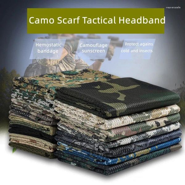 Bandanas 160X45CM Militar Tático Camuflagem Cachecol Malha Respirável Bandana Homens