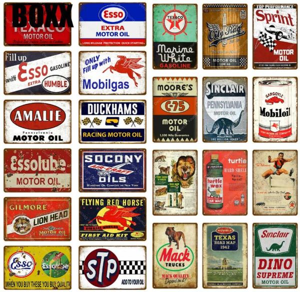 Motor Yağı Plak Benzin Kalay İşaretleri Vintage Metal Poster Retro Garaj Dekor Retro Bar Benzin İstasyonu Dekoratif Duvar Plakası 9692661